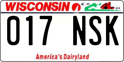 WI license plate 017NSK