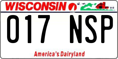 WI license plate 017NSP