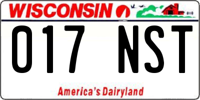 WI license plate 017NST