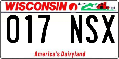 WI license plate 017NSX