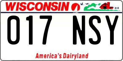 WI license plate 017NSY