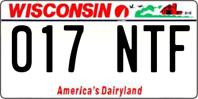 WI license plate 017NTF