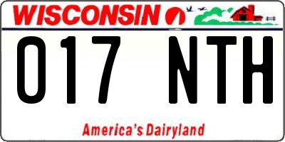 WI license plate 017NTH