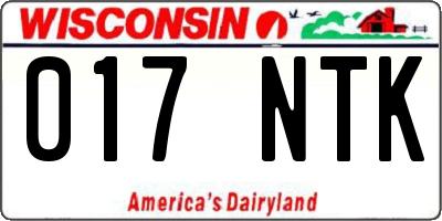 WI license plate 017NTK