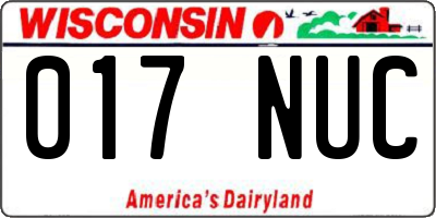 WI license plate 017NUC