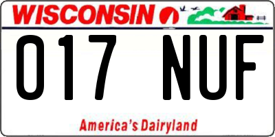 WI license plate 017NUF