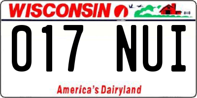 WI license plate 017NUI