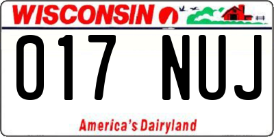 WI license plate 017NUJ