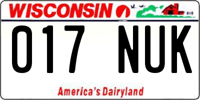 WI license plate 017NUK