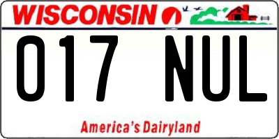 WI license plate 017NUL
