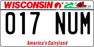 WI license plate 017NUM
