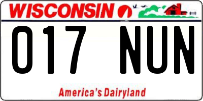 WI license plate 017NUN
