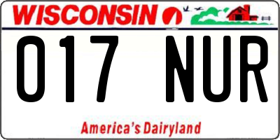 WI license plate 017NUR