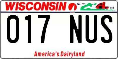 WI license plate 017NUS