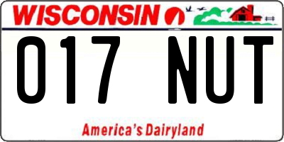WI license plate 017NUT