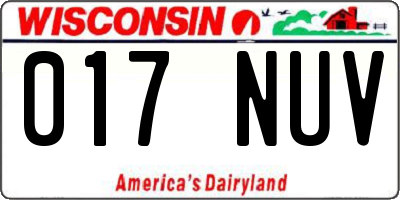 WI license plate 017NUV