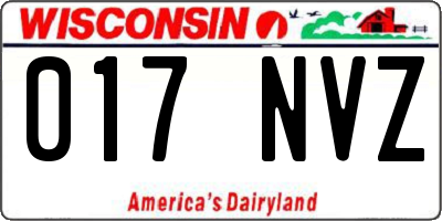WI license plate 017NVZ