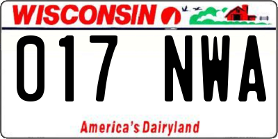 WI license plate 017NWA