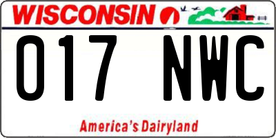 WI license plate 017NWC