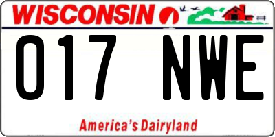 WI license plate 017NWE