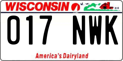 WI license plate 017NWK