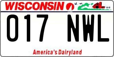 WI license plate 017NWL