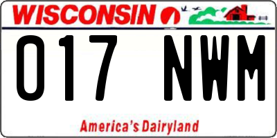 WI license plate 017NWM