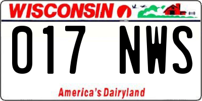 WI license plate 017NWS