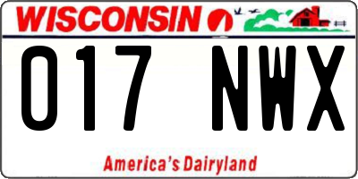 WI license plate 017NWX