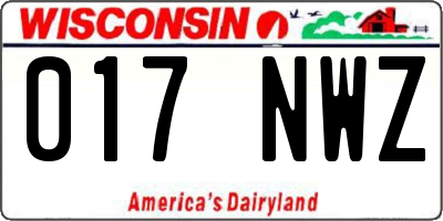 WI license plate 017NWZ