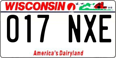 WI license plate 017NXE