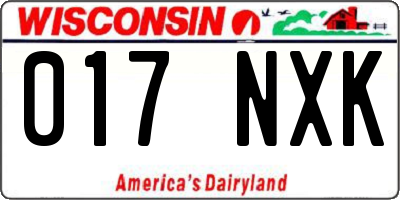 WI license plate 017NXK