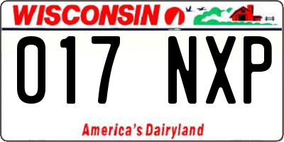 WI license plate 017NXP