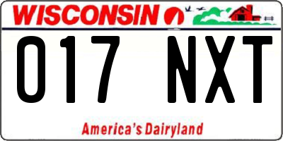 WI license plate 017NXT