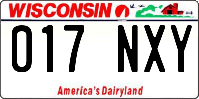 WI license plate 017NXY