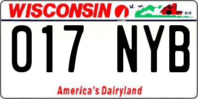 WI license plate 017NYB