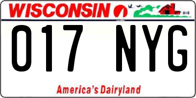WI license plate 017NYG