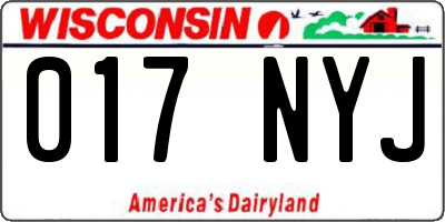 WI license plate 017NYJ