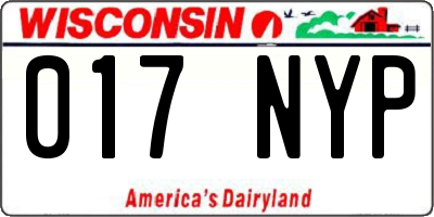 WI license plate 017NYP