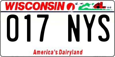 WI license plate 017NYS