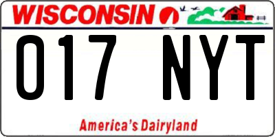 WI license plate 017NYT