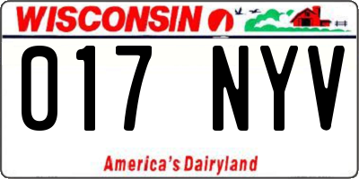WI license plate 017NYV