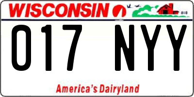 WI license plate 017NYY