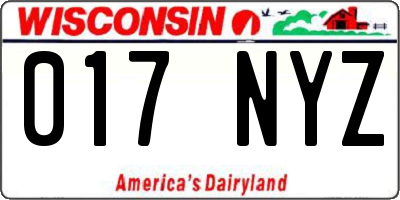 WI license plate 017NYZ