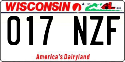 WI license plate 017NZF
