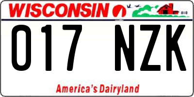 WI license plate 017NZK