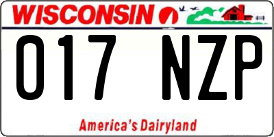 WI license plate 017NZP