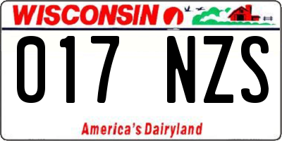 WI license plate 017NZS
