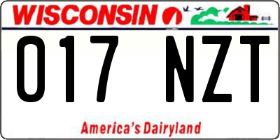 WI license plate 017NZT