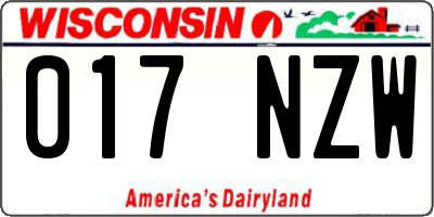 WI license plate 017NZW
